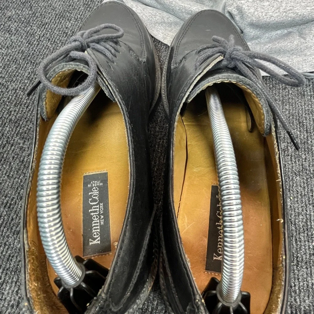 Kenneth Cole Oxford Made in Italy Dress Shoes Mens 12 Black Leather Derby Church